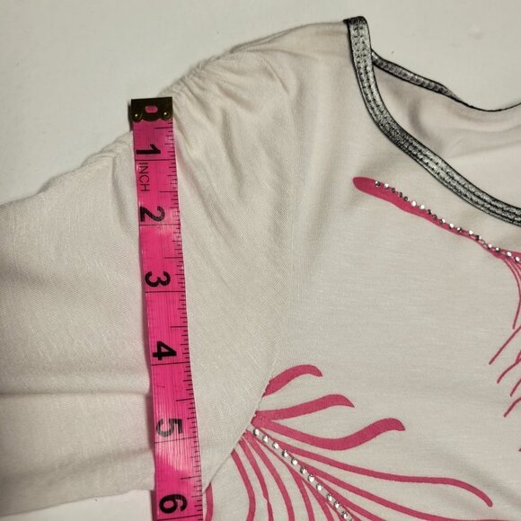 White Mini Dress Tunic Top with Sequin Embellished White Feather - Picture 11 of 13